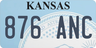 KS license plate 876ANC