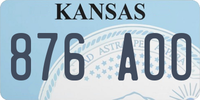 KS license plate 876AOO