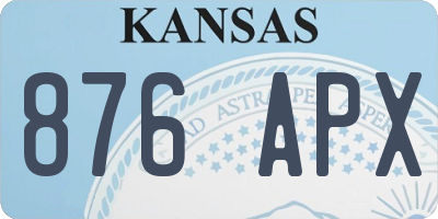 KS license plate 876APX