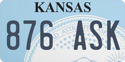 KS license plate 876ASK