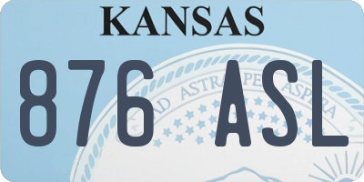 KS license plate 876ASL
