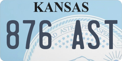 KS license plate 876AST