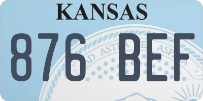 KS license plate 876BEF