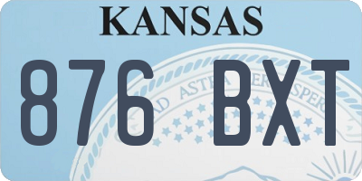 KS license plate 876BXT
