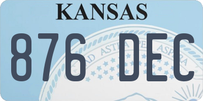 KS license plate 876DEC