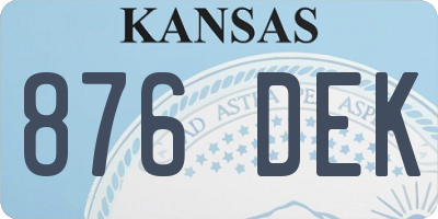 KS license plate 876DEK