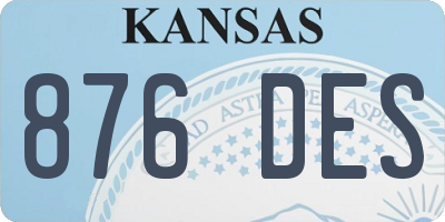 KS license plate 876DES