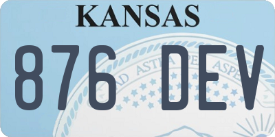 KS license plate 876DEV