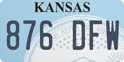 KS license plate 876DFW