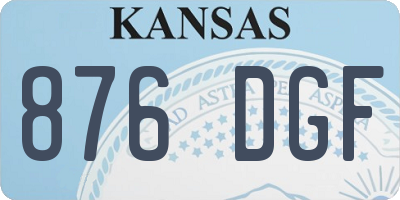 KS license plate 876DGF