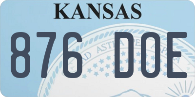 KS license plate 876DOE
