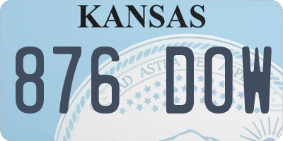 KS license plate 876DOW