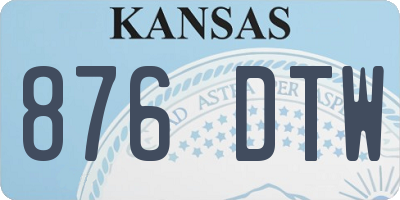 KS license plate 876DTW