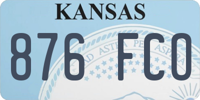 KS license plate 876FCO