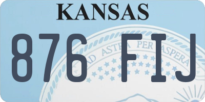 KS license plate 876FIJ