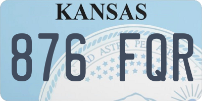 KS license plate 876FQR