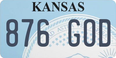 KS license plate 876GOD