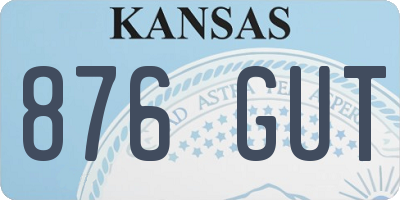 KS license plate 876GUT
