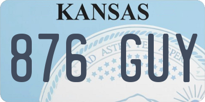 KS license plate 876GUY