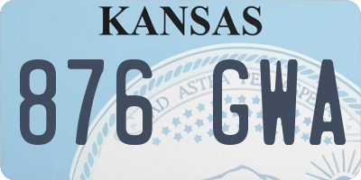 KS license plate 876GWA