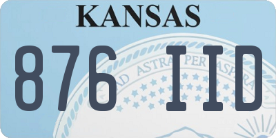 KS license plate 876IID