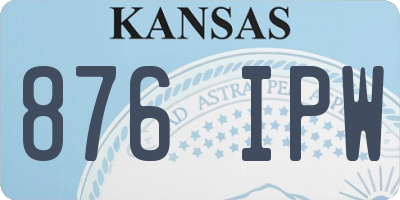 KS license plate 876IPW