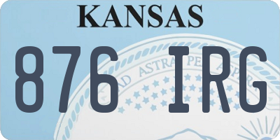 KS license plate 876IRG