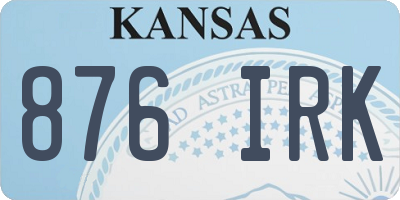 KS license plate 876IRK
