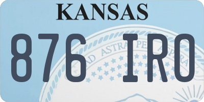 KS license plate 876IRO