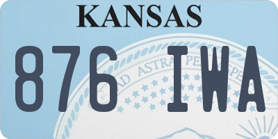 KS license plate 876IWA