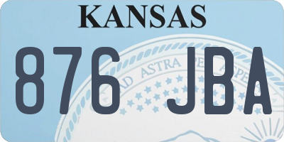 KS license plate 876JBA