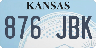 KS license plate 876JBK
