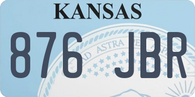 KS license plate 876JBR