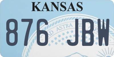 KS license plate 876JBW