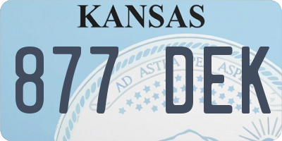 KS license plate 877DEK