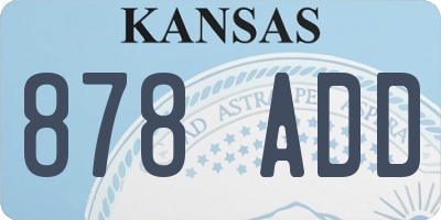 KS license plate 878ADD