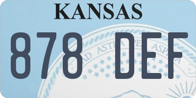 KS license plate 878DEF
