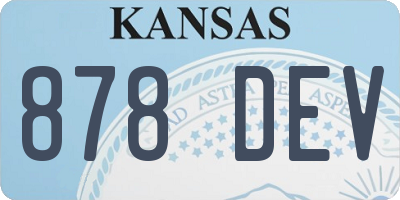 KS license plate 878DEV