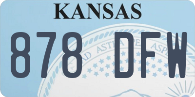 KS license plate 878DFW