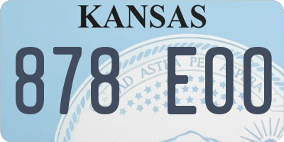 KS license plate 878EOO