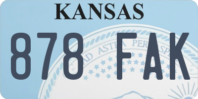 KS license plate 878FAK