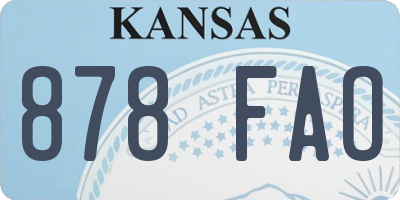 KS license plate 878FAO