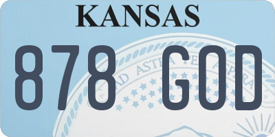 KS license plate 878GOD