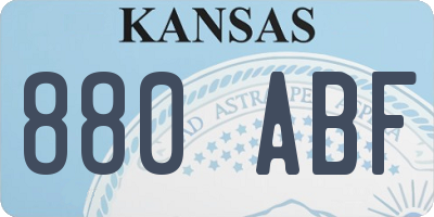 KS license plate 880ABF