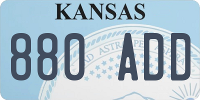 KS license plate 880ADD