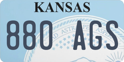 KS license plate 880AGS