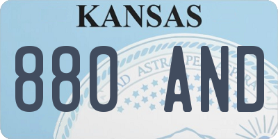 KS license plate 880AND