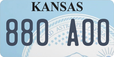 KS license plate 880AOO