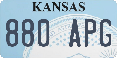KS license plate 880APG