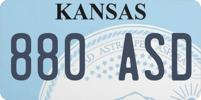 KS license plate 880ASD